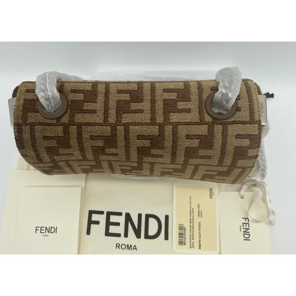 $3100 NEW Fendi Baguette Chain Midi FF jacquard logo fabric bag purse NWT - Picture 11 of 16